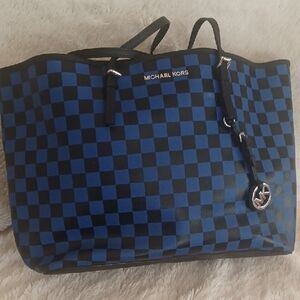 Michael Kors Blue Checkered Tote - HB286